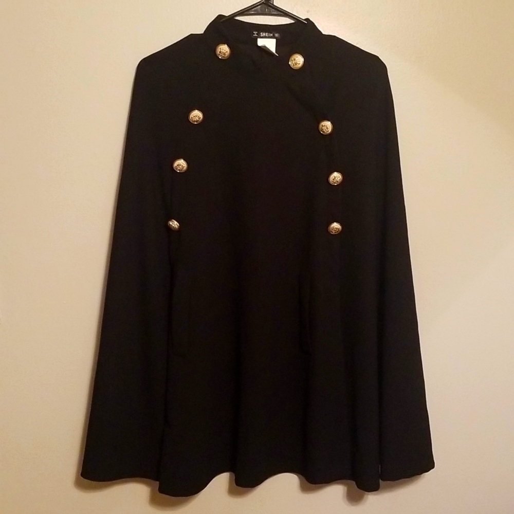 Black Cape with Gold Buttons